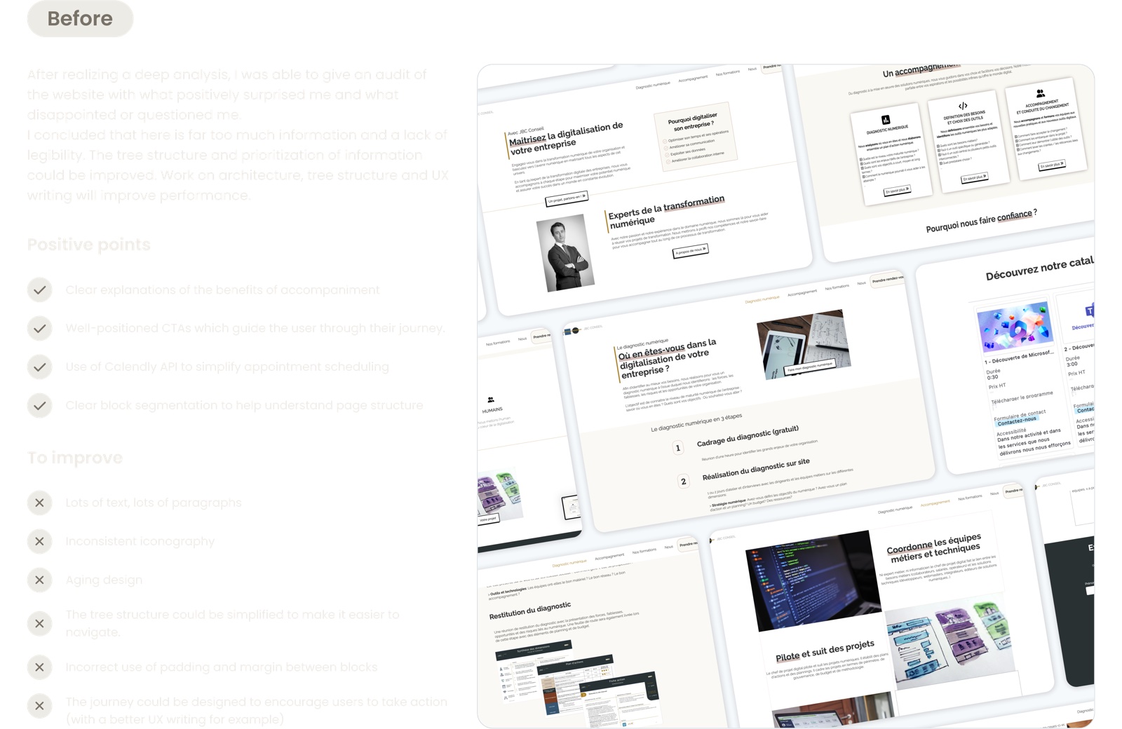 Avant — audit du site existant
