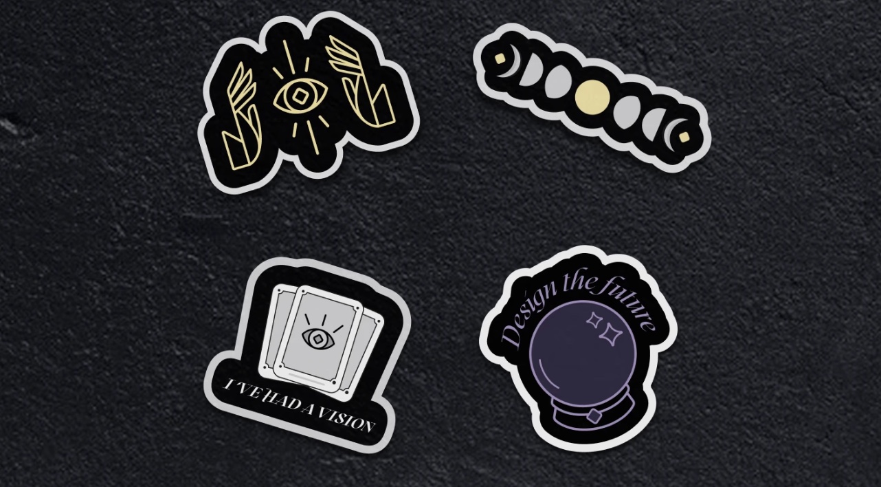 Sticker set in the secret-society aesthetic